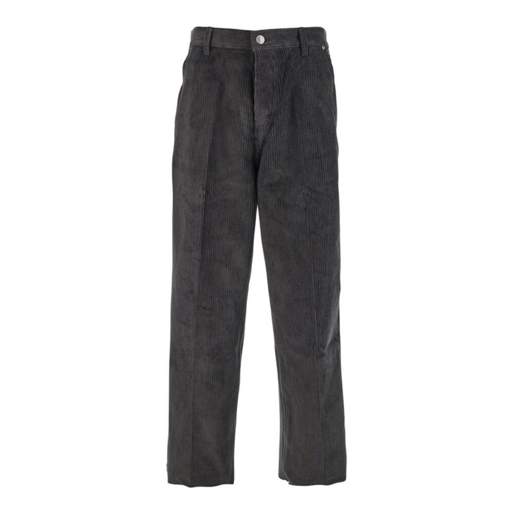 Ami Paris Men Brown Trousers With Back Logo Patch In Velvet Man